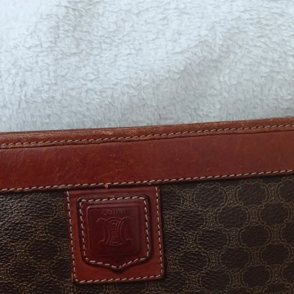 Celine Brown Toiletry Bag with Leather Trim - Picture 8 of 14